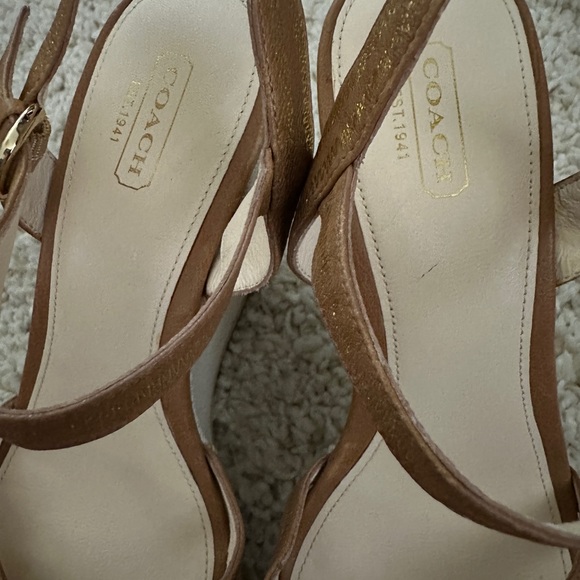 New Coach Caroline Platform Wedge Leather Sandals w/ embellished heel Size 9-1/2 - Picture 3 of 15